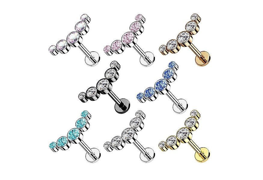 Taffstyle Piercing-Set Piercing Ohr Bogen flach 5 Kristalle Silber Rosa 1,2 günstig online kaufen
