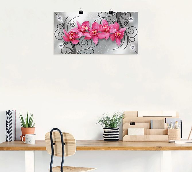 Artland Wandbild »rosa Orchideen auf Ornamenten«, Blumenbilder, (1 St.), al günstig online kaufen