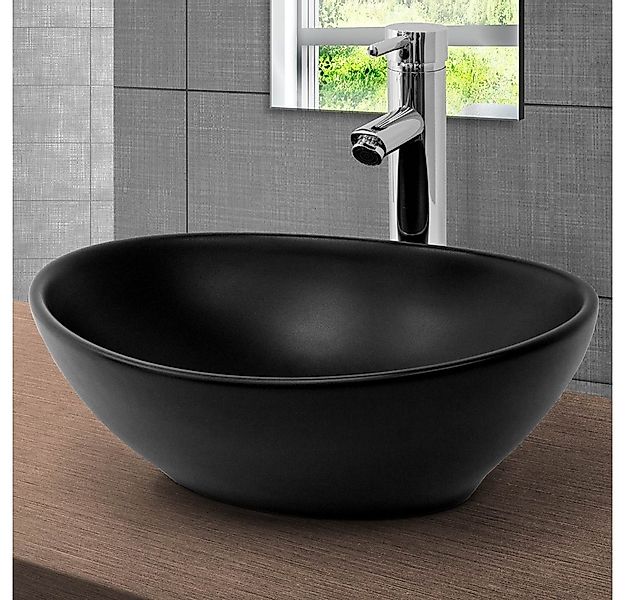 LuxeBath Waschbecken Aufsatzwaschbecken aus Keramik inkl Ablaufgarnitur mod günstig online kaufen