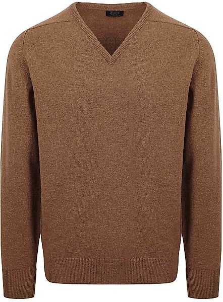 William Lockie V-Ausschnitt Pullover Lammwolle Driftwood - Größe XL günstig online kaufen