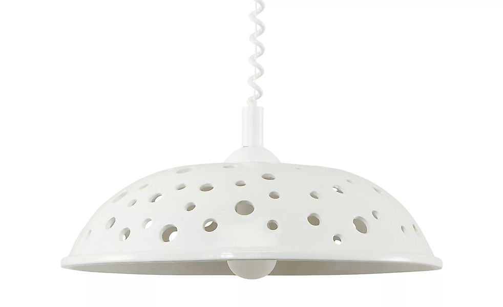Keramikpendelleuchte, 1-flammig, weiß mit Lochmuster - weiß - 100 cm - Lamp günstig online kaufen