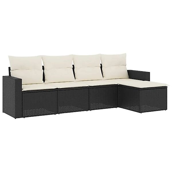 vidaXL 5-Tlg Garten-Sofagarnitur mit Kissen Schwarz Poly Rattan 3251223 günstig online kaufen