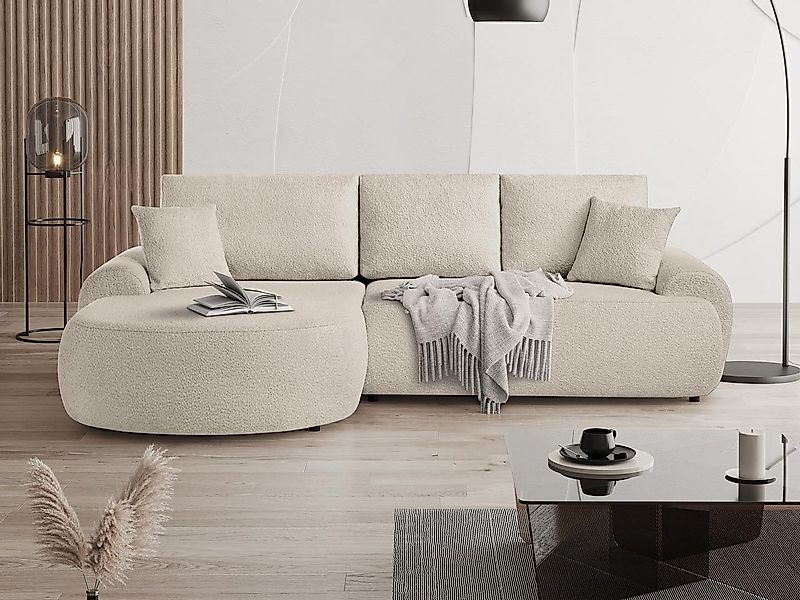 Beautysofa Ecksofa mit Kissen aus Bouclé-Stoff günstig online kaufen