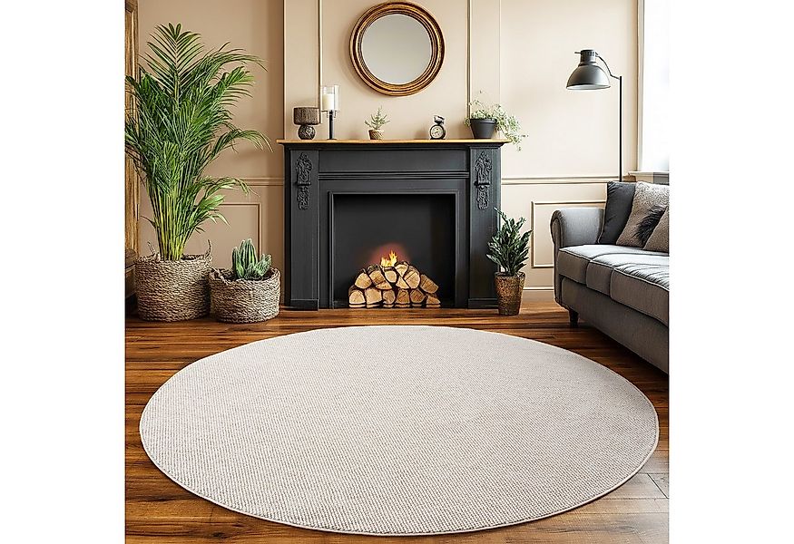 SIMPEX24 Designteppich Einfarbig Boucle Loop, Rund, Höhe: 7 mm, Teppich Woh günstig online kaufen