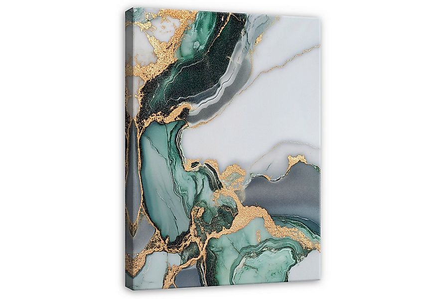 Wallarena Leinwandbild Marmor Grün Abstrakt Gold Modern Wandbilder Wand Dek günstig online kaufen