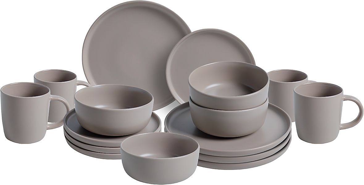 van Well Kombiservice »Geschirr-Set Grigio, 16-teilig«, (Set, 16 tlg.), run günstig online kaufen