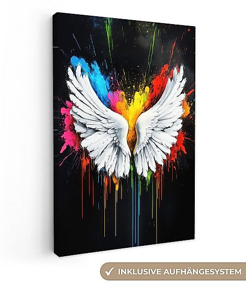 OneMillionCanvasses® Leinwandbild Flügel - Farbspritzer - Farbenfroh, Fotod günstig online kaufen