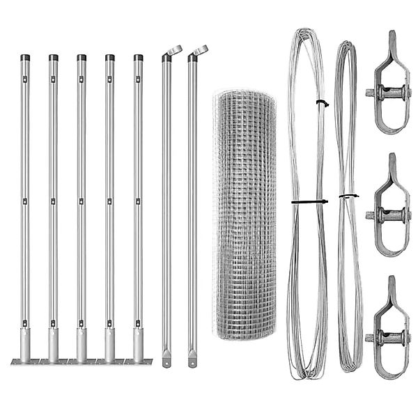 vidaXL Zaunpfosten Silber 10 x 0,5 m 19 x 19 mm Maschen Stahl 3352271 günstig online kaufen