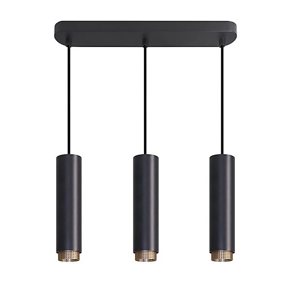 LUXULA Pendelleuchte 3-Flammig E27 Hängelampe Design Spotleiste Schwarz Gol günstig online kaufen