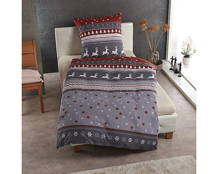 TRAUMSCHLAF Bettwäsche Hirsche, Biber, 3 teilig, hochwertige Biber Qualität günstig online kaufen