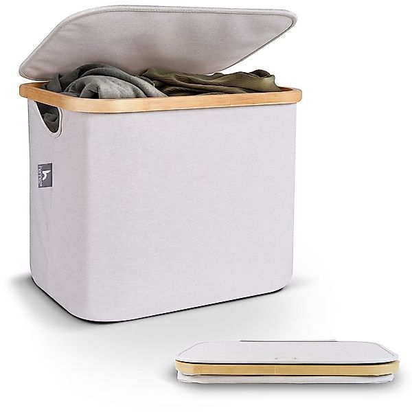 HENNEZ Wäschekorb Aufbewahrungsbox mit Deckel 40L, günstig online kaufen