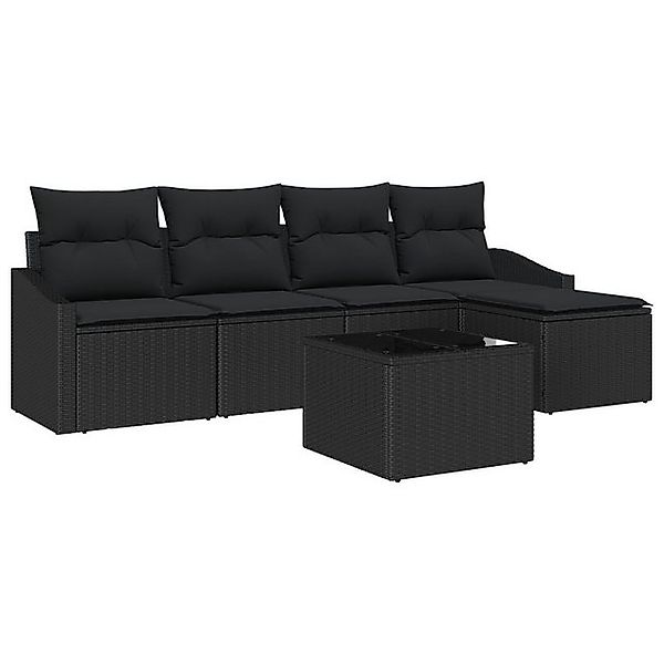 vidaXL Loungesofa 6-tlg. Garten-Sofagarnitur mit Kissen Beige Poly Rattan, günstig online kaufen