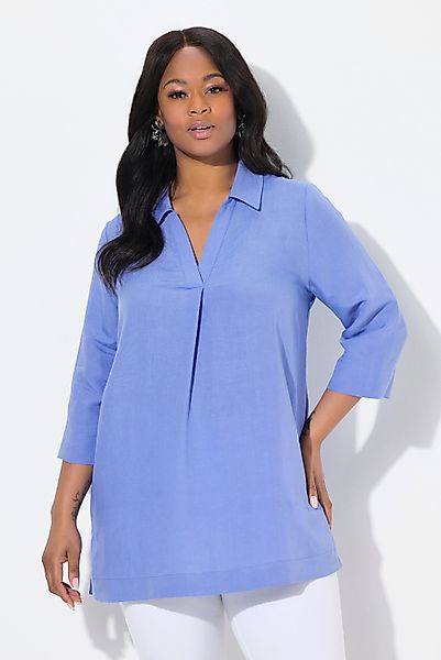 Ulla Popken Spitzenbluse Longtunika A-Linie Hemdkragen günstig online kaufen