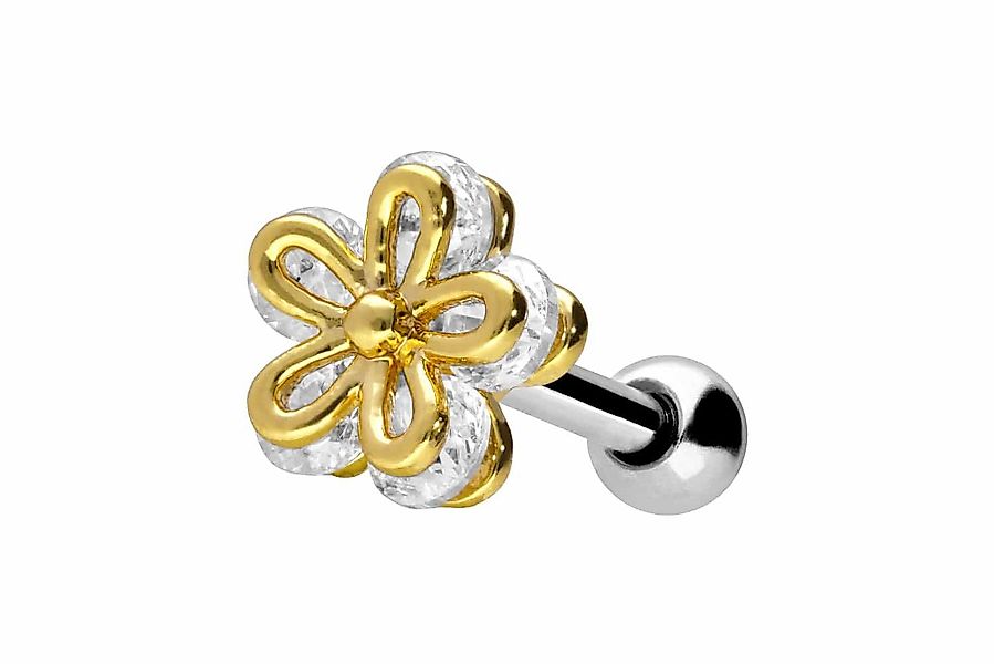 PIERCINGLINE Single-Ohrstecker Chirurgenstahl Ohrpiercing mit Brass-Design günstig online kaufen