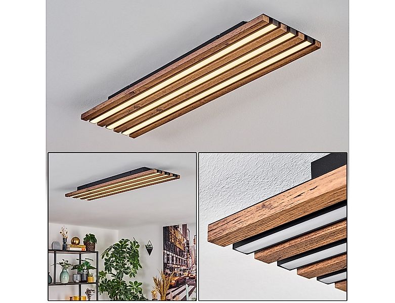 hofstein Deckenleuchte Deckenpanel aus Metall/MDF/Kunststoff in Schwarz/Hol günstig online kaufen