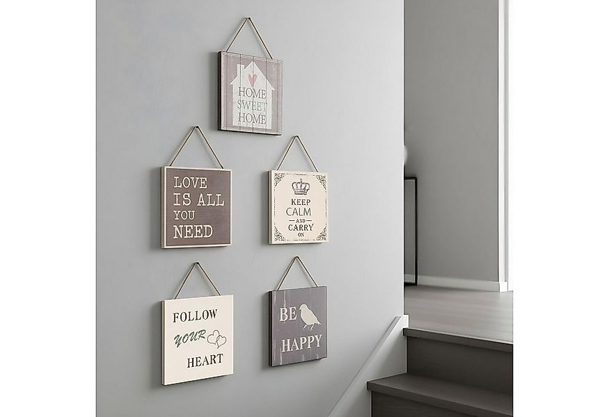 Levandeo® Leinwandbild, 5er Set Wandbilder 20x20cm Motivationsbilder Wandde günstig online kaufen