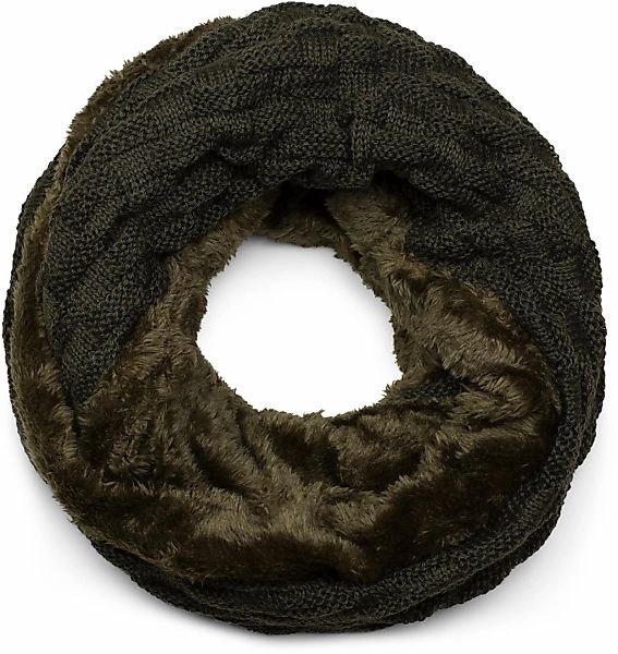 styleBREAKER Strickschal "Feinstrick Loop mit Flecht Muster und Teddyfleece günstig online kaufen