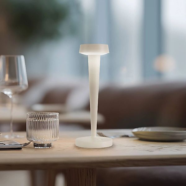 Lucande LED-Akku-Kerzenständer Lea, Vase, beige, 28 cm günstig online kaufen