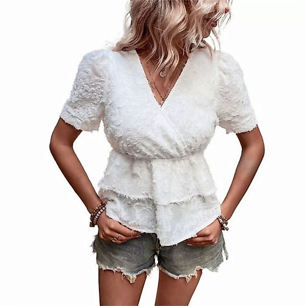 AFAZ New Trading UG Kurzarmbluse Damen-Design, weißes Kurzarmhemd für Damen günstig online kaufen