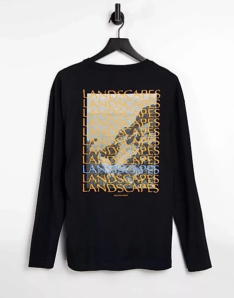 Selected Homme – Langärmliges, weites Shirt aus Bio-Baumwolle in Schwarz mi günstig online kaufen