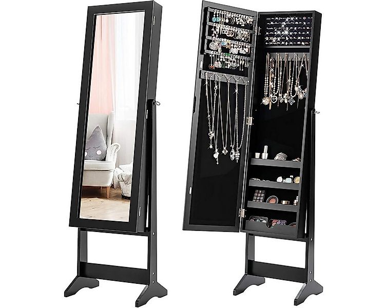 COSTWAY Schmuckregal, mit Ganzkörperspiegel, Schmuckschrank neigbar günstig online kaufen