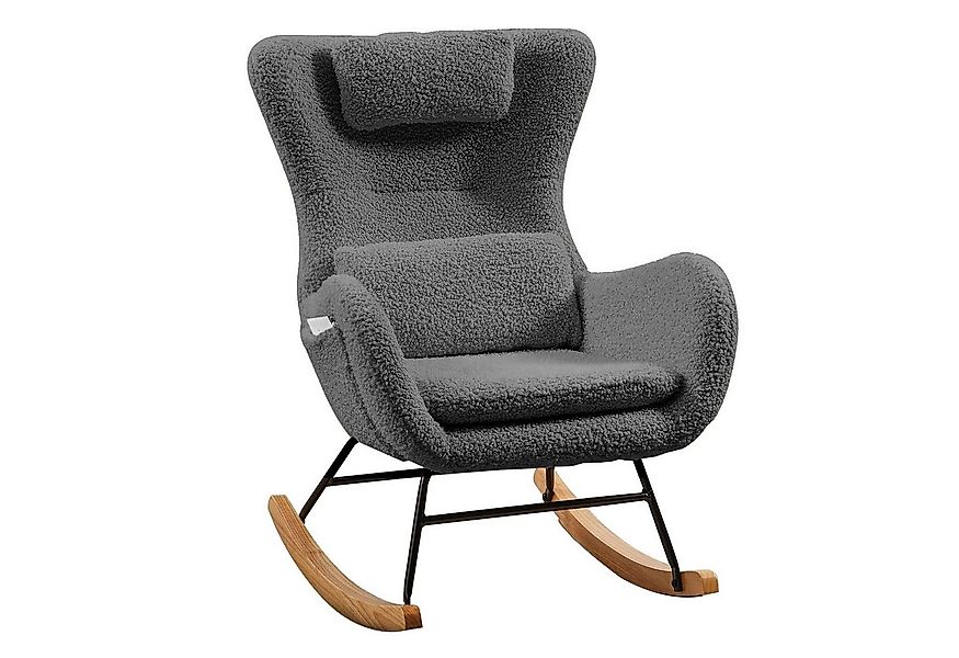 OKWISH Schaukelstuhl Teddy Plüsch-Swingsessel mit Holzsockel (Schaukelstuhl günstig online kaufen