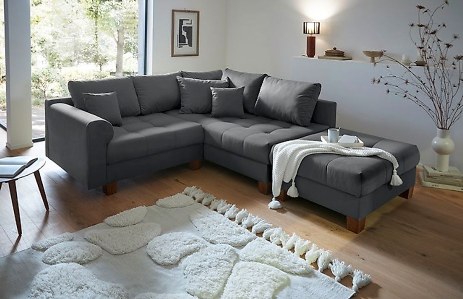 Home affaire Ecksofa »Rice L-Form inkl. Hocker«, (Set, mit Hocker), mit Bon günstig online kaufen