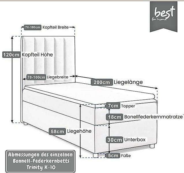Best for Home Boxspringbett Boxspringbett Trinity K-10 mit Bettkasten & 7 c günstig online kaufen
