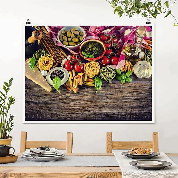 Poster Küche - Querformat Pasta günstig online kaufen