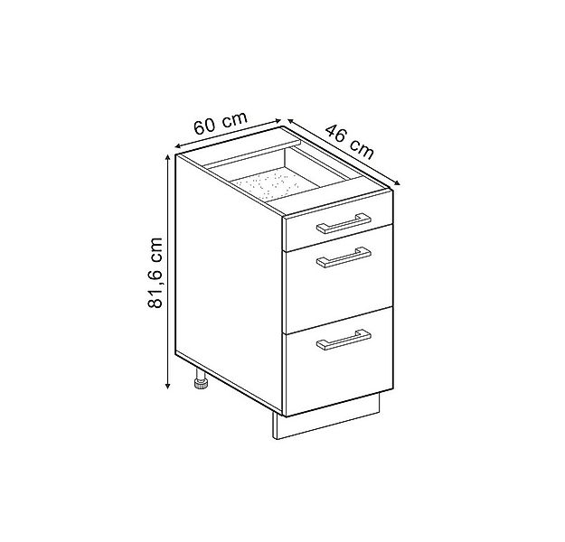 Vicco Unterschrank R-Line, Anthrazit Hochglanz/Anthrazit, 60 cm mit Schubla günstig online kaufen
