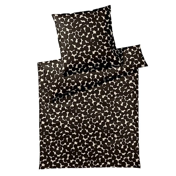Elegante Mako Satin Bettwäsche Pebbles 2431-09 Kreise schwarz 135x200 günstig online kaufen