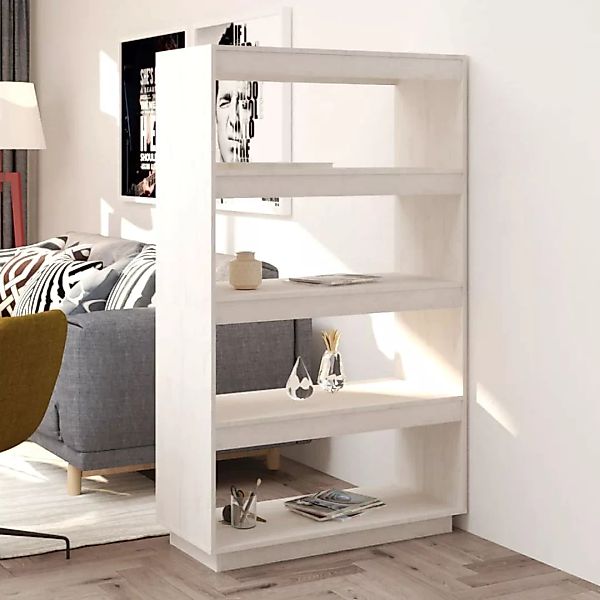 Bücherregal/raumteiler Weiß 80x35x135 Cm Massivholz Kiefer günstig online kaufen