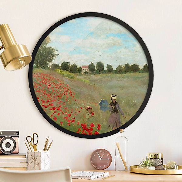 Rundes Gerahmtes Bild Claude Monet - Mohnfeld bei Argenteuil günstig online kaufen