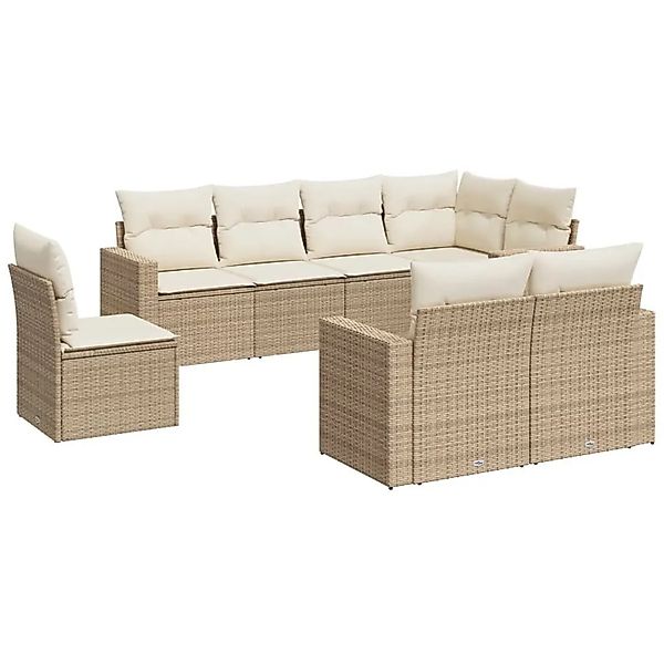 vidaXL 8-Tlg Garten-Sofagarnitur mit Kissen Beige Poly Rattan 3251575 günstig online kaufen