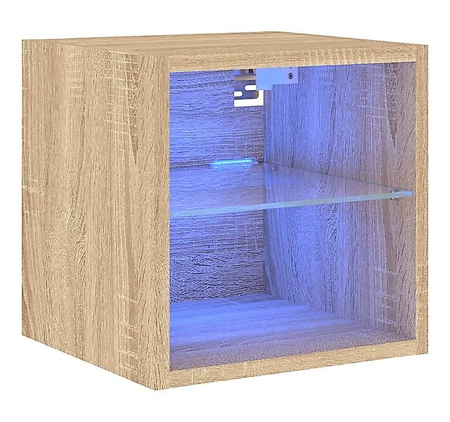 vidaXL TV-Wand TV-Wandschrank mit LED-Leuchten Sonoma-Eiche 30x28,5x30 cm, günstig online kaufen