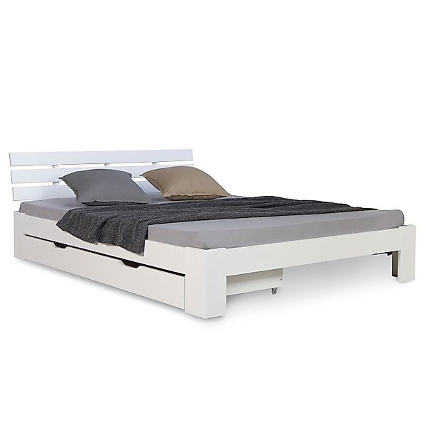 Homestyle4u Holzbett 140x200 Doppelbett Weiß Massiv günstig online kaufen