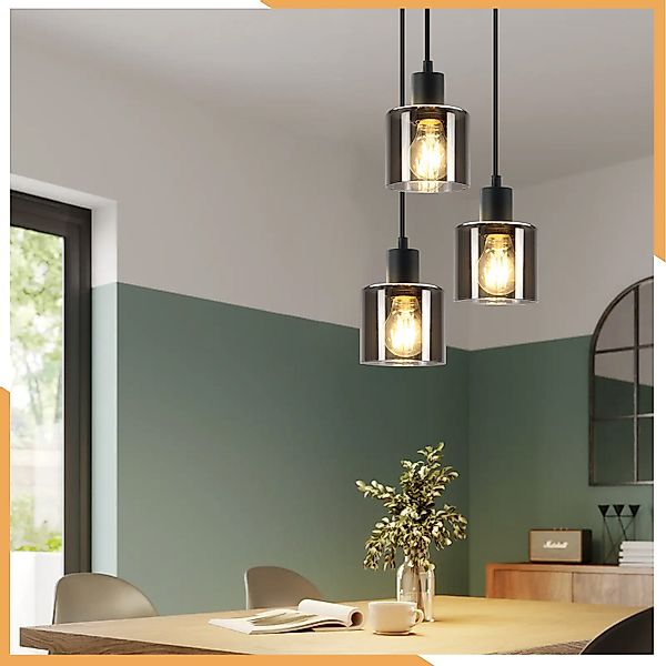 ZMH Pendelleuchte Esstischlampe Hängend Hängeleuchte Schwarz/Berstein günstig online kaufen