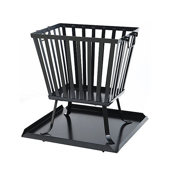 Taino Feuerkorb Eckig Mit Funkenschutz Unterlage Garten Outdoor Stahl Schwa günstig online kaufen