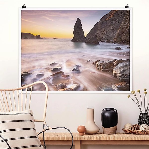 Poster - Querformat Spanischer Strand bei Sonnenaufgang günstig online kaufen