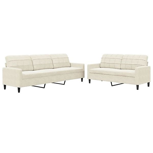 vidaXL Sofa 2-tlg. Sofagarnitur mit Kissen Creme Samt günstig online kaufen