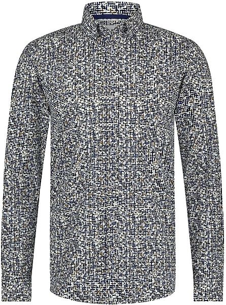 State Of Art Hemd Poplin Druck Blau Rot - Größe M günstig online kaufen