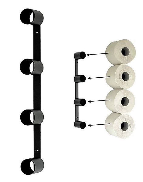 DanDiBo Toilettenpapierhalter Schwarz Wand Metall 4 Halter Unsichtbar Klopa günstig online kaufen