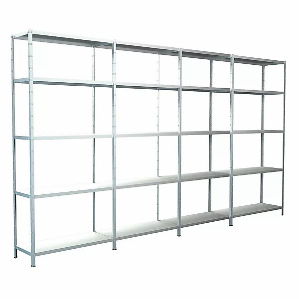 Schulte Steck-Grund- und 3 x Anbauregale 200 cm x 400 cm x 35 cm Weiß günstig online kaufen