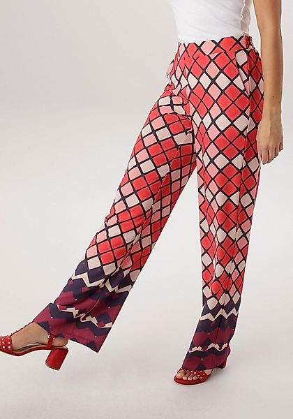Aniston SELECTED Schlupfhose ausgefallener Rautenmusterung und Eingriffstas günstig online kaufen