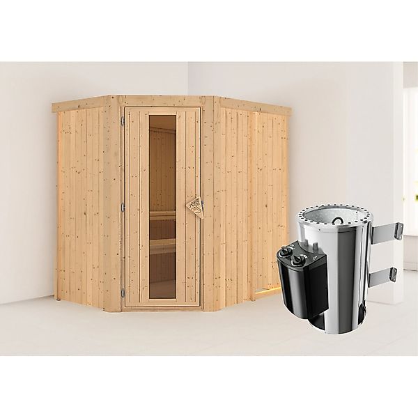 Karibu Sauna Silva mit Ofen integrierte Stg.Natur günstig online kaufen