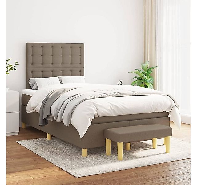 vidaXL Boxspringbett, Boxspringbett mit Matratze Taupe 120x200 cm Stoff günstig online kaufen