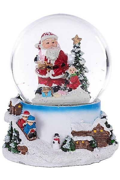 Wohnando Dekofigur Schneekugel mit Weihnachtsmann und Kind, leuchtet und sp günstig online kaufen