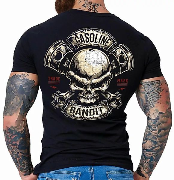 GASOLINE BANDIT® T-Shirt für Biker Racer Motorrad Fans: Piston Skull günstig online kaufen