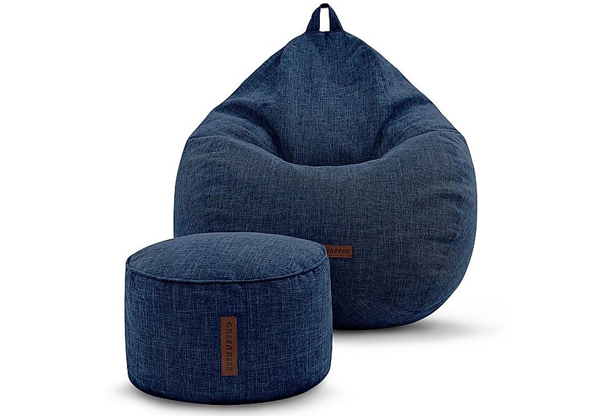 Green Bean Sitzsack Indoor Sitzsack L Home Linen + Hocker (2er Set Indoor S günstig online kaufen