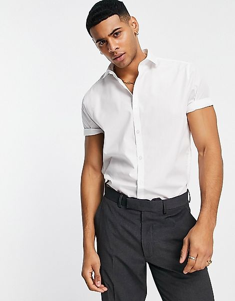 Topman – Kurzärmliges, elegantes Hemd in Weiß günstig online kaufen